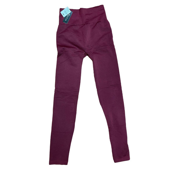 NWT Jera Collection High Waisted Lined Leggings Dark Wine XS/Small - Picture 1 of 10